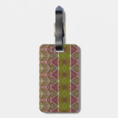 Bronze & Green Leaf Ikat zu Gepäckanhänger (Rückseite vertikal)