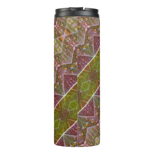 Bronze & Green Leaf Ikat zu Thermosbecher (Rückseite)