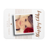 Bronze Happy Holidays Script Weihnachtsfotokarte Magnet (Horizontal)
