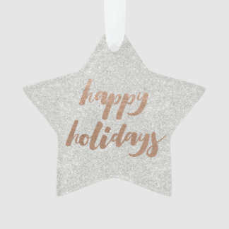 Bronze Happy Holidays Script Xmas Tree Ornament