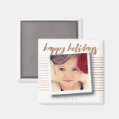 Bronze Happy Holidays Skript Weihnachtsgeschenk Fo Magnet (Vorderseite/Rückseite)