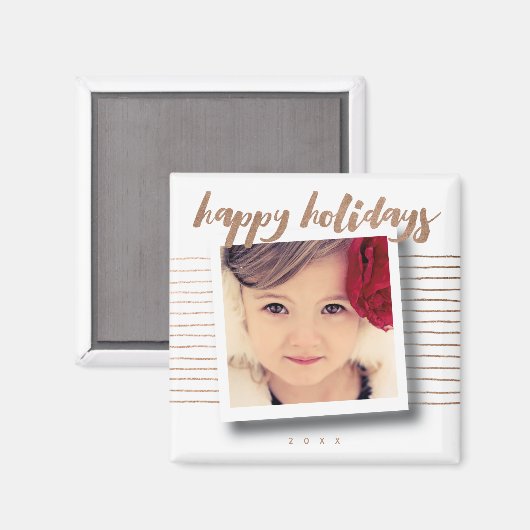 Bronze Happy Holidays Skript Weihnachtsgeschenk Fo Magnet (Vorderseite/Rückseite)