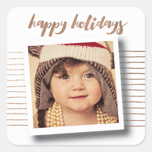 Bronze Happy Holidays Weihnachts-Foto Sticker (Vorderseite)