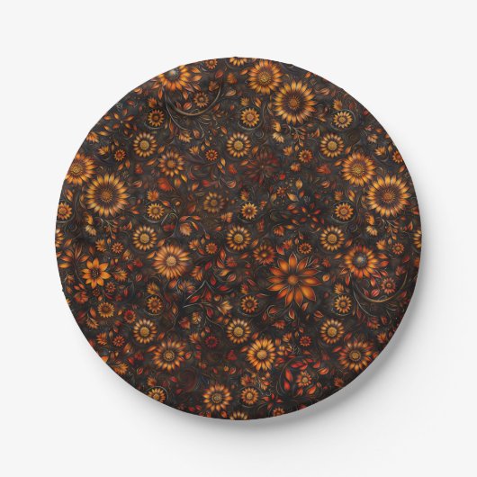 Bronze Herbstweine Papierplatte Pappteller (Vorderseite)