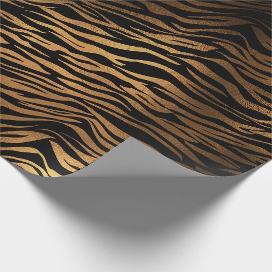 Bronze Honey Gold Metal Black Tiger Animal Skin Geschenkpapier (Ecke)