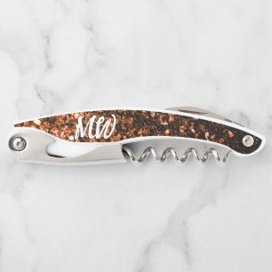 Bronze-Imitate Glitzer Glitzern Monogram Kellnermesser