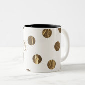 Bronze Imitate Shine Polka Dots Modern Trendy Chic Zweifarbige Tasse (VorderseiteRechts)