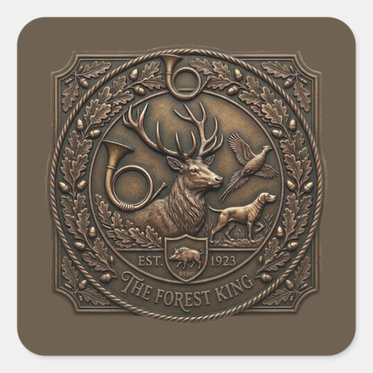 Bronze-Jagdhütte-Emblem Quadratischer Aufkleber (Vorderseite)