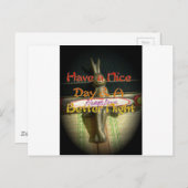 Bronze-Kaninchenskulptur mit inspirierenden Zitate Postkarte (Vorne/Hinten)