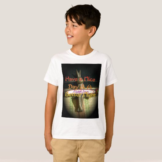 Bronze-Kaninchenskulptur mit inspirierenden Zitate T-Shirt (Vorne ganz)