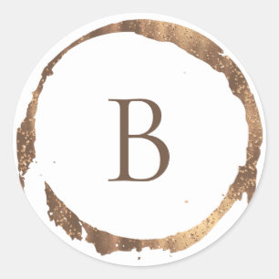 Bronze Kupfer Gold Folie Glitter Glanz Monogramm Runder Aufkleber