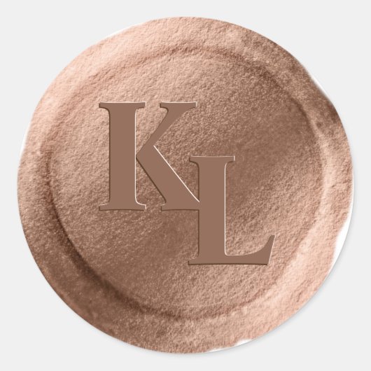 Bronze-Kupfer-Wachs-Siegel-Initial-Aufkleber Runder Aufkleber (Vorderseite)