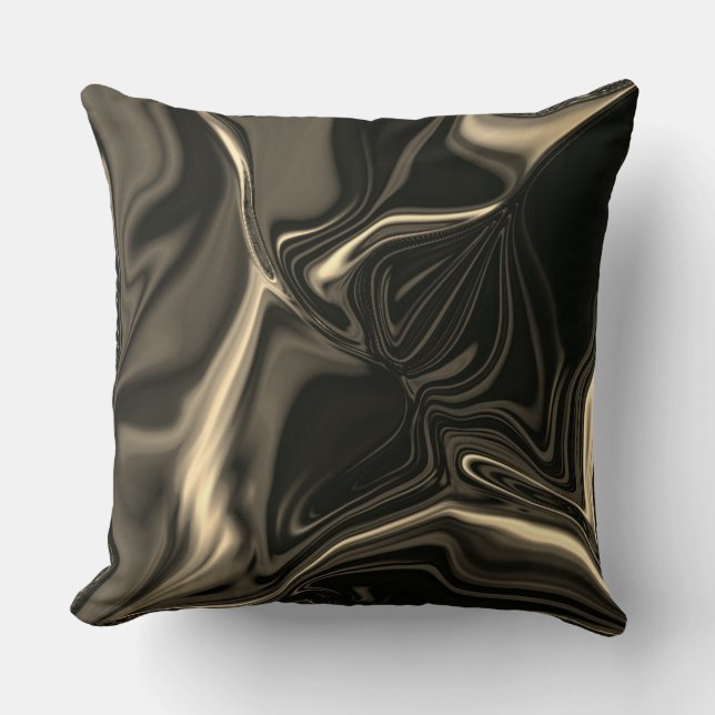 Bronze-Kurven über braunen beigen Hintergrund Kissen (Vorderseite)