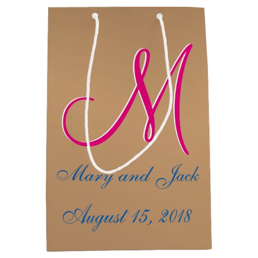 Bronze Light 3D Monogram Mittlere Geschenktüte (Vorderseite)