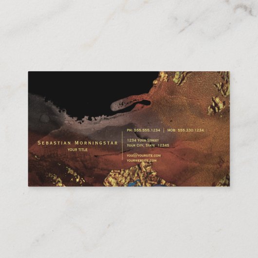 Bronze Liquid Alcohol Ink Agate Visitenkarte (Rückseite)