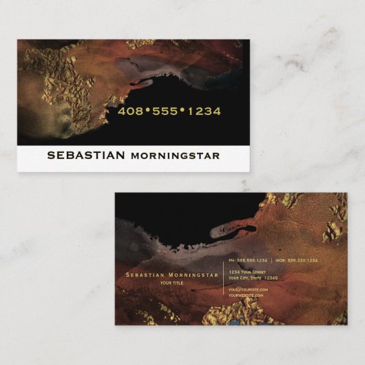 Bronze Liquid Alcohol Ink Agate Visitenkarte (Vorne/Hinten)