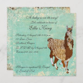 Bronze-Llamas-Babyeinladung Einladung (Vorne/Hinten)