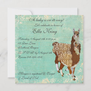 Bronze-Llamas-Babyeinladung Einladung