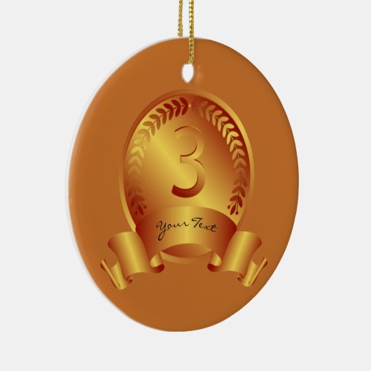 Bronze-Medaille, Custom text, Three Award Gewinner Keramik Ornament (Rechts)