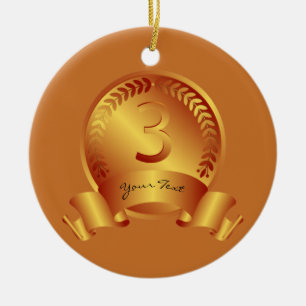Bronze-Medaille, Custom text, Three Award Gewinner Keramik Ornament
