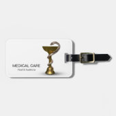 Bronze Medical Bowl Hygieia White Snake Caduceus Gepäckanhänger (Vorderseite horizontal)