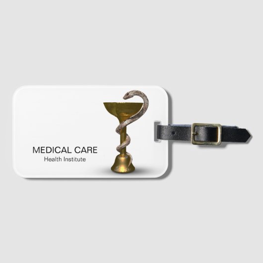 Bronze Medical Schlange Bowl Hygieia White Caduceu Gepäckanhänger (Vorderseite (Horizontal))
