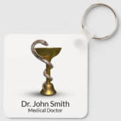 Bronze Medical Schlange Bowl Hygieia White Caduceu Schlüsselanhänger (Rückseite)