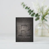 Bronze Metal Mit Monogramm R Business Card Visitenkarte (Stehend Vorderseite)