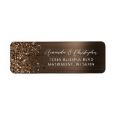 Bronze-Metall-Glitter-Hochzeits-Rücksendeadresse (Vorne)