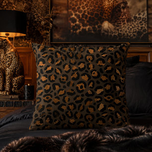 Bronze-Metall Leopardenprint Tiermuster Kissen