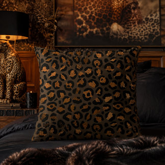 Bronze-Metall Leopardenprint Tiermuster Kissen