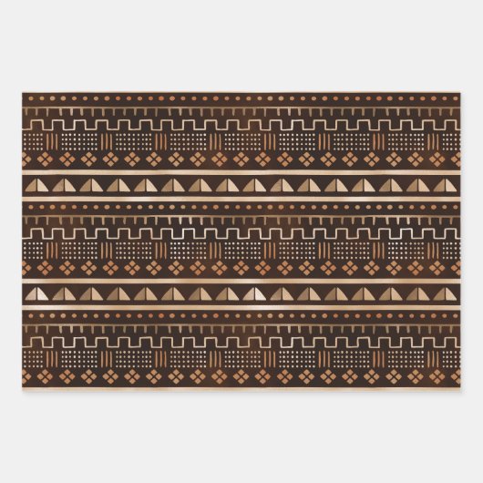 Bronze Metallic Geo Wrapping Paper Sheets Geschenkpapier Set (Vorderseite)