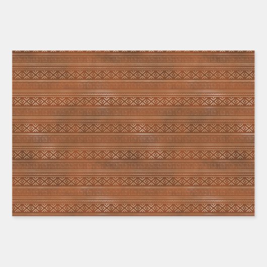 Bronze Metallic Geo Wrapping Paper Sheets Geschenkpapier Set (Vorderseite 2)