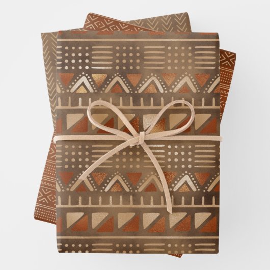 Bronze Metallic Geo Wrapping Paper Sheets Geschenkpapier Set (Beispiel)