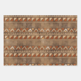 Bronze Metallic Geo Wrapping Paper Sheets Geschenkpapier Set