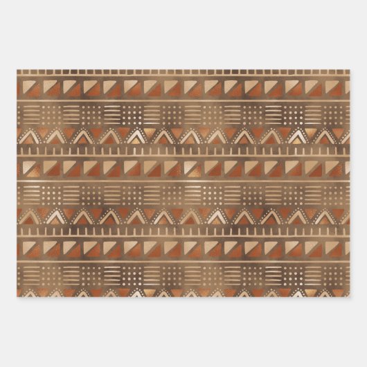 Bronze Metallic Geo Wrapping Paper Sheets Geschenkpapier Set (Vorderseite)