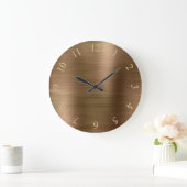 Bronze Metallic Minimal Glitzer Gold US UK Nummern Große Wanduhr (Zuhause)