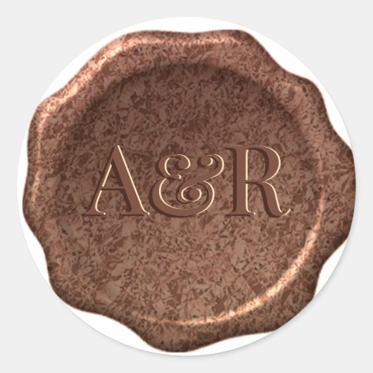 Bronze-Metallic-Wax-Siegel-Aufkleber-Monogramm, Runder Aufkleber (Vorderseite)