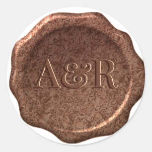 Bronze-Metallic-Wax-Siegel-Aufkleber-Monogramm, Runder Aufkleber