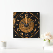 Bronze Midnight Clock Quadratische Wanduhr (Zuhause)