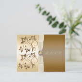 Bronze mit Ivory Ribbon RSVP-Karte RSVP Karte (Stehend Vorderseite)