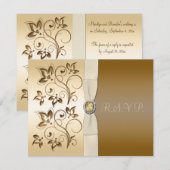 Bronze mit Ivory Ribbon RSVP-Karte RSVP Karte (Vorne/Hinten)