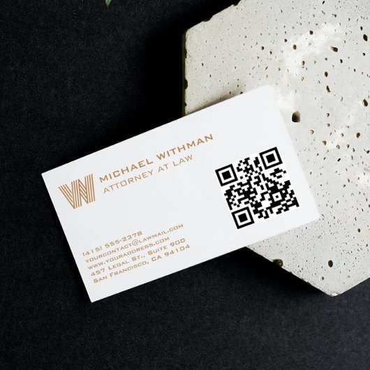 BRONZE MONOGRAM LINE QR LAWYER ACCOUNTANT VISITENKARTE