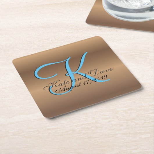 Bronze Monogram Phantastisch Fab Rechteckiger Pappuntersetzer (angewinkelt)