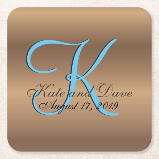 Bronze Monogram Phantastisch Fab Rechteckiger Pappuntersetzer (Vorderseite)