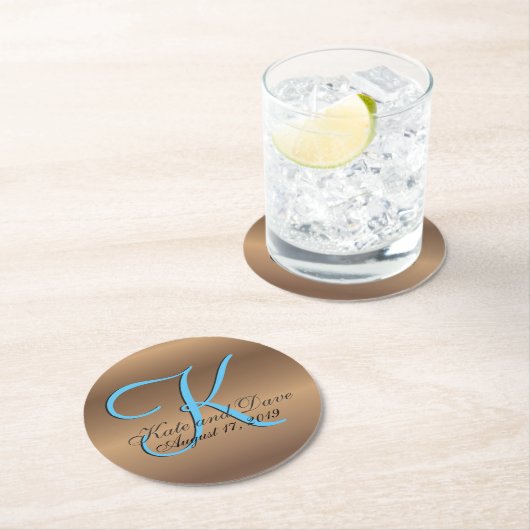 Bronze Monogram Phantastisch Fab Runder Pappuntersetzer (Vor Ort)