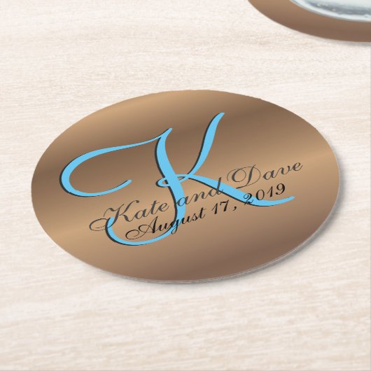 Bronze Monogram Phantastisch Fab Runder Pappuntersetzer (Angewinkelt)