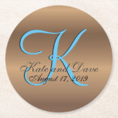 Bronze Monogram Phantastisch Fab Runder Pappuntersetzer (Vorderseite)