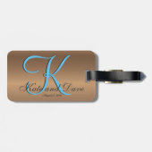 Bronze Monogram 🔑 Stilvolles Pecan Gepäckanhänger (Rückseite horizontal)