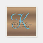 Bronze Monogram 🔑 Stilvolles Pecan Serviette (Vorderseite)